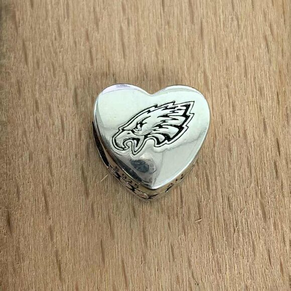 Pandora Philadelphia Eagles Exclusive Heart Charm Pendant, S925 Silver Bracelets - Picture 1 of 4